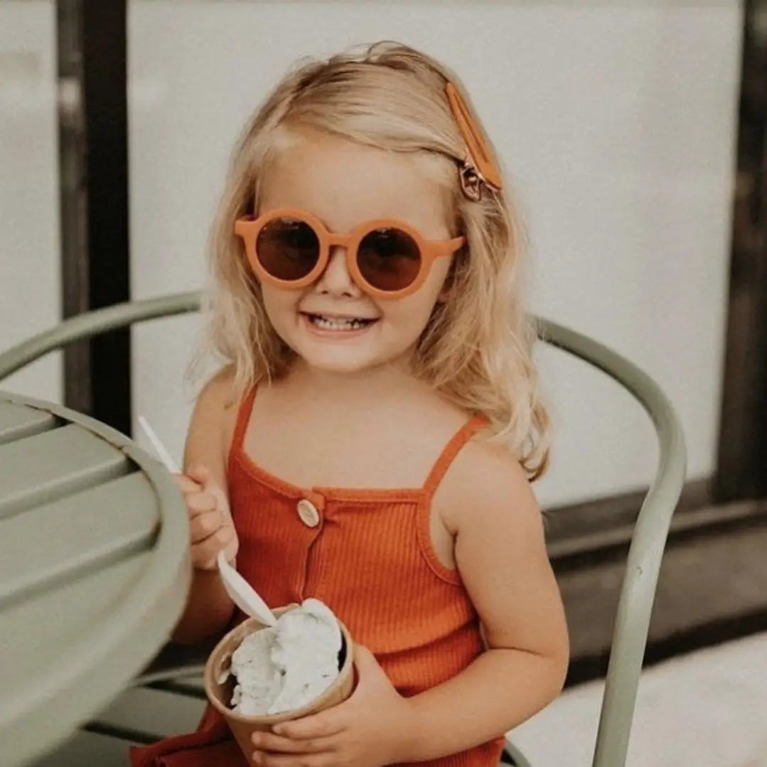 Children's Retro Round Sunglasses UV-Proof Solid Color Eyeglasses