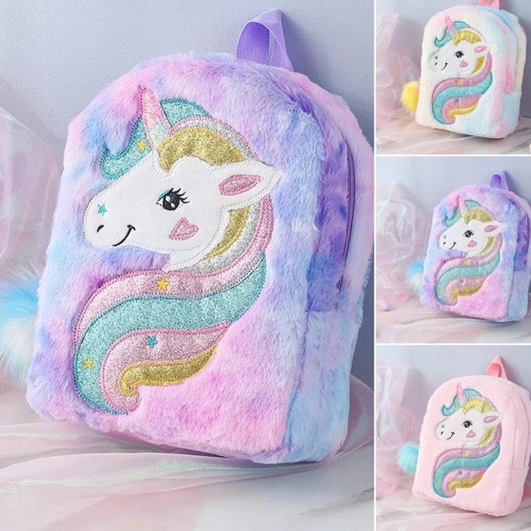 Kids Unicorn Backpack - Durable PU with Zipper Closure