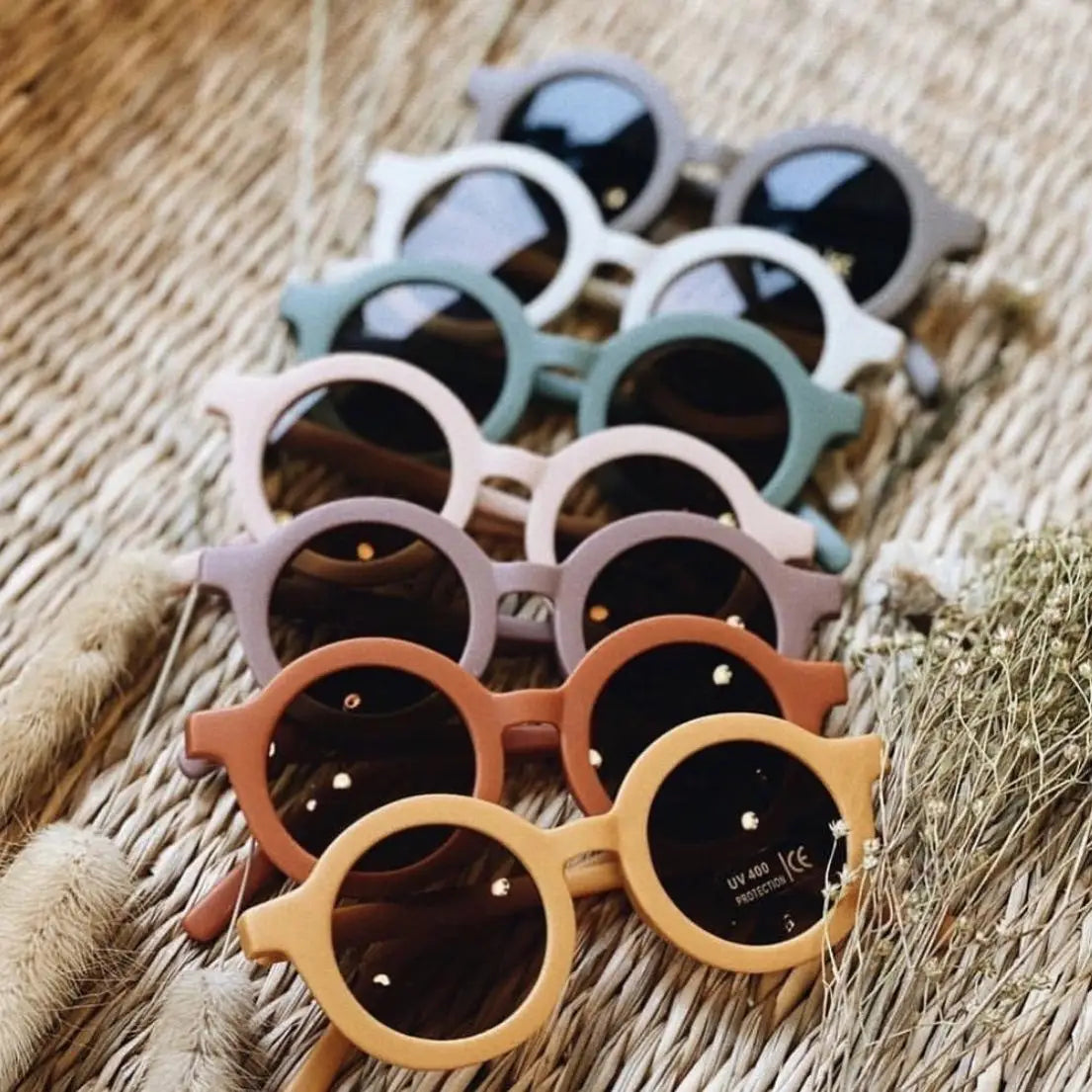 Children's Retro Round Sunglasses UV-Proof Solid Color Eyeglasses