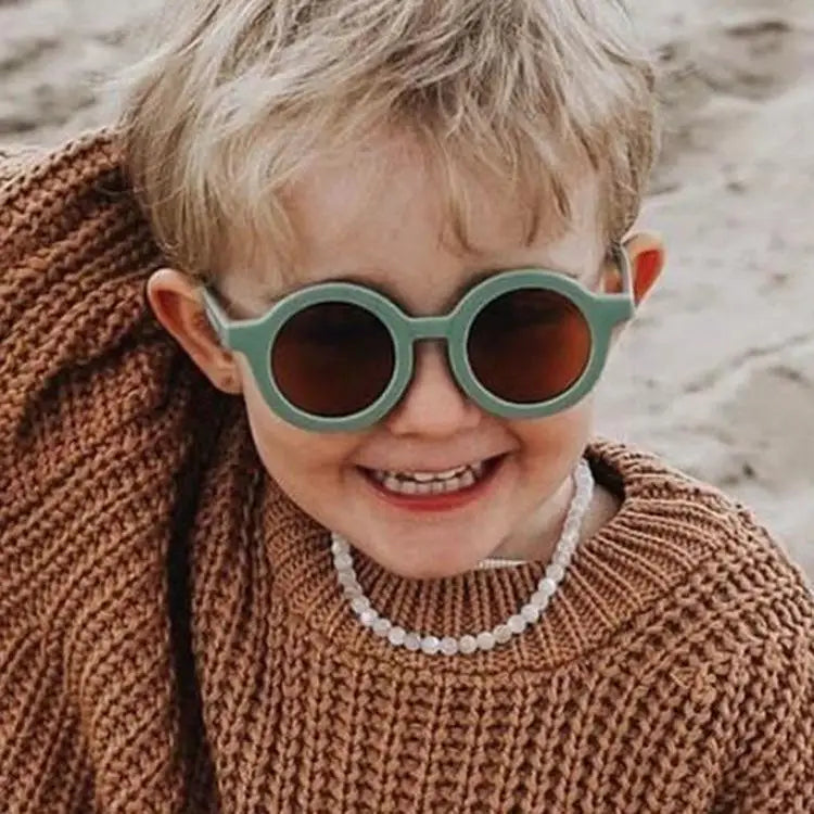 Children's Retro Round Sunglasses UV-Proof Solid Color Eyeglasses