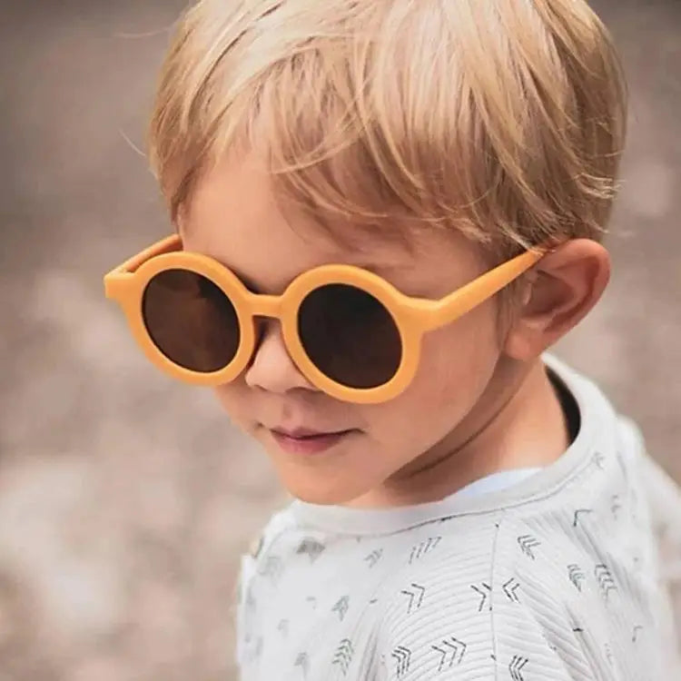 Children's Retro Round Sunglasses UV-Proof Solid Color Eyeglasses