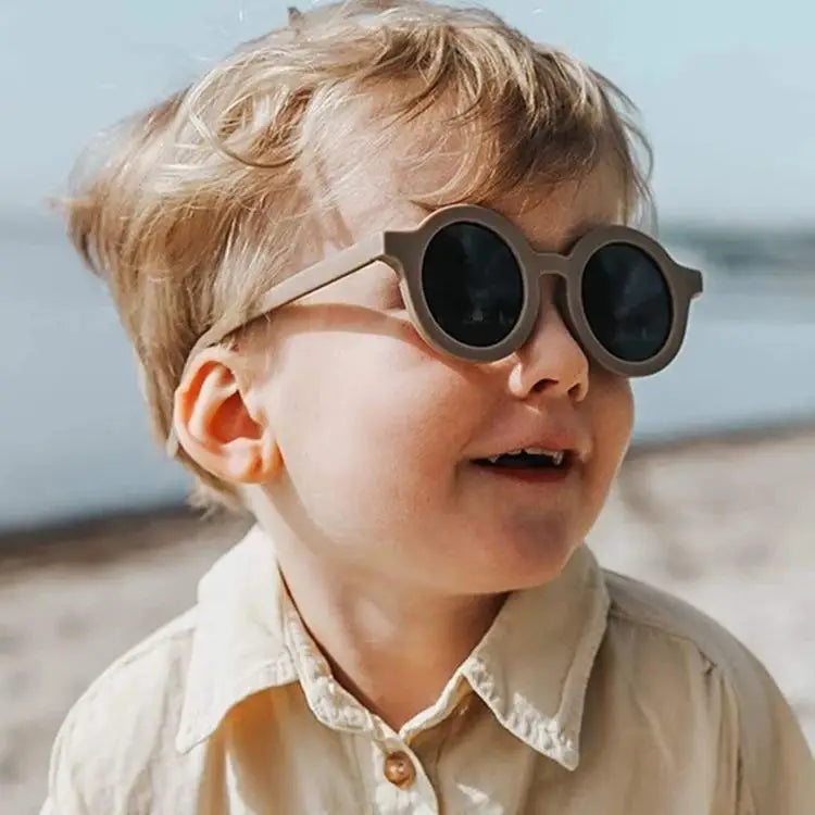 Children's Retro Round Sunglasses UV-Proof Solid Color Eyeglasses