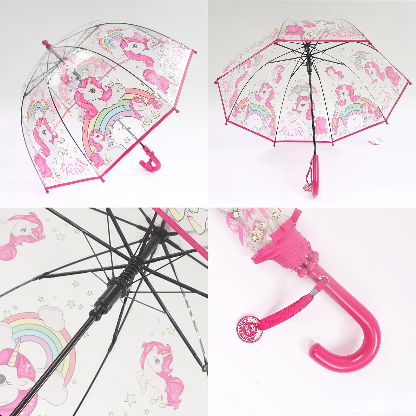 Transparent Waterproof Anime Umbrella for Children, Kawaii, Unicorn, Animal, Cute, Cartoon, Alpaca, Small Girl, Female