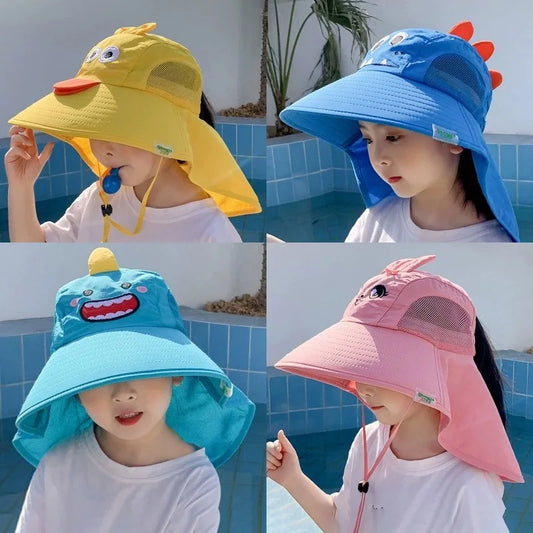 Outdoor Summer Hat for Kids Children Sun Hat Neck Ear Cover Sun Protection Beach Caps Kids Boy Girl Flap Cap for Children