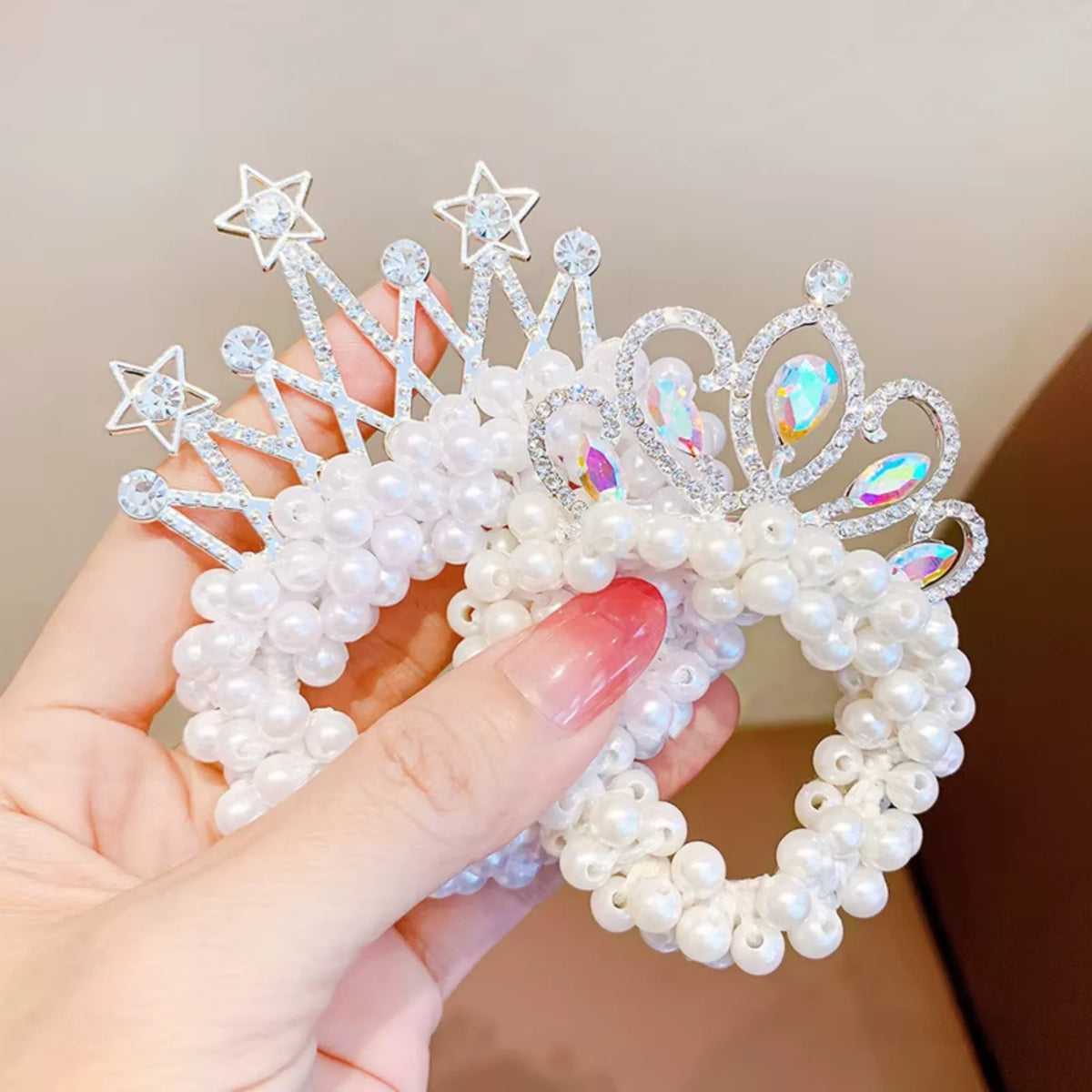 Princess Crown Pearl Hair Ties