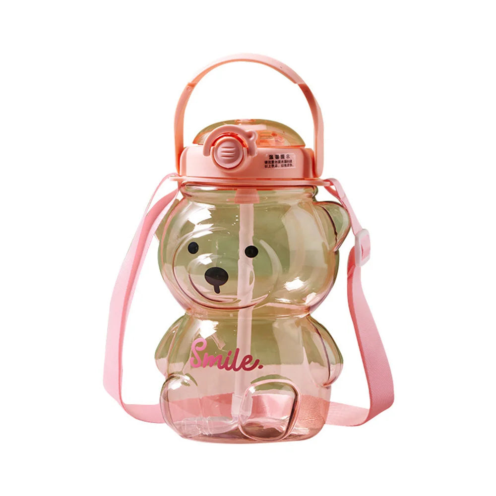 Cartoon Bear Sippy Cup -Water Bottle with Straw-  1000ml