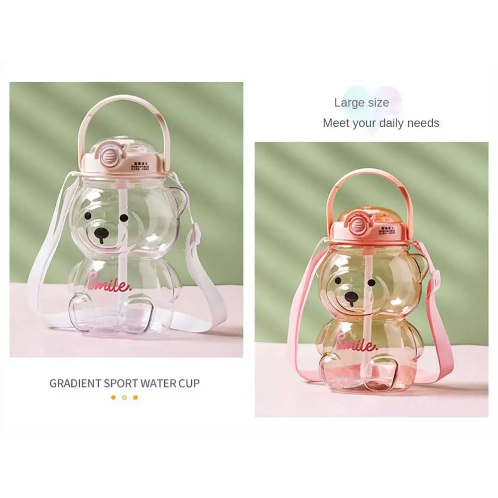 Cartoon Bear Sippy Cup -Water Bottle with Straw-  1000ml